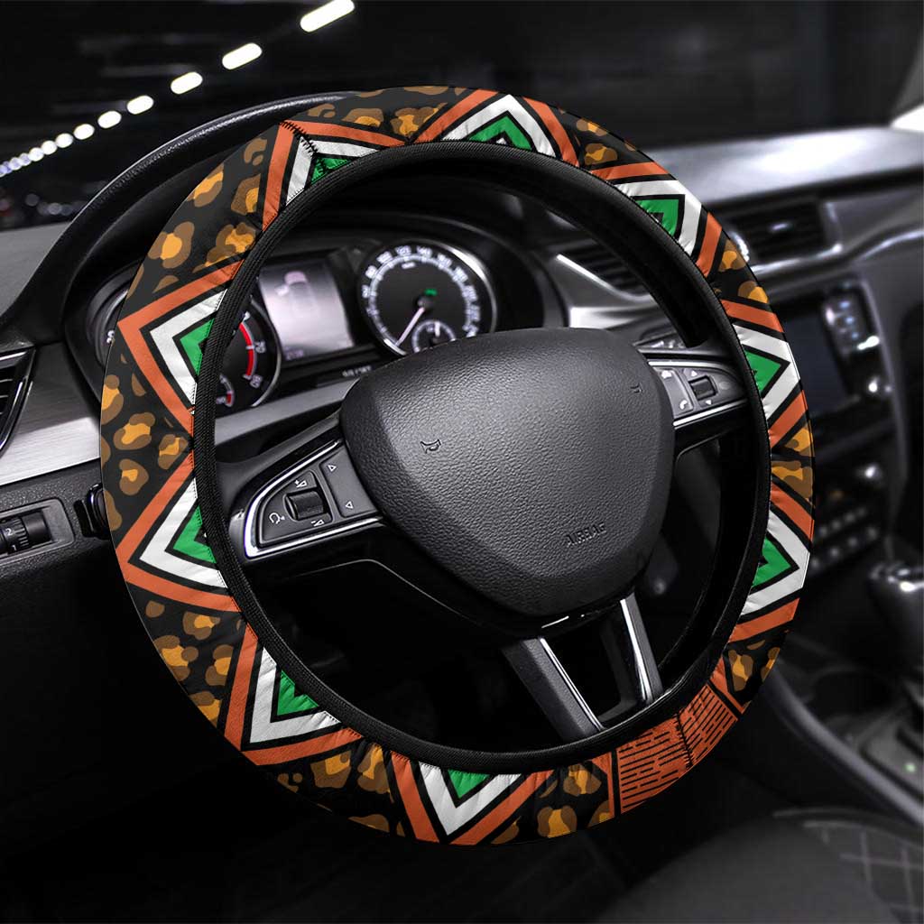 Afro Niger Steering Wheel Cover Leopard Ankara African Pattern