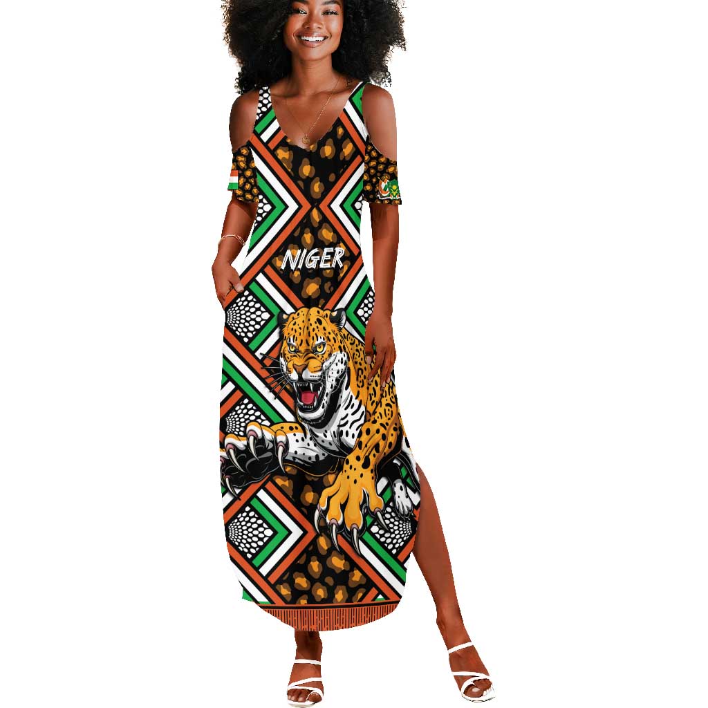 Personalized Afro Niger Summer Maxi Dress Leopard Ankara African Pattern