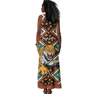 Personalized Afro Niger Tank Maxi Dress Leopard Ankara African Pattern