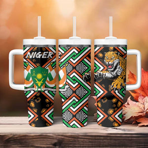 Personalized Afro Niger Tumbler With Handle Leopard Ankara African Pattern