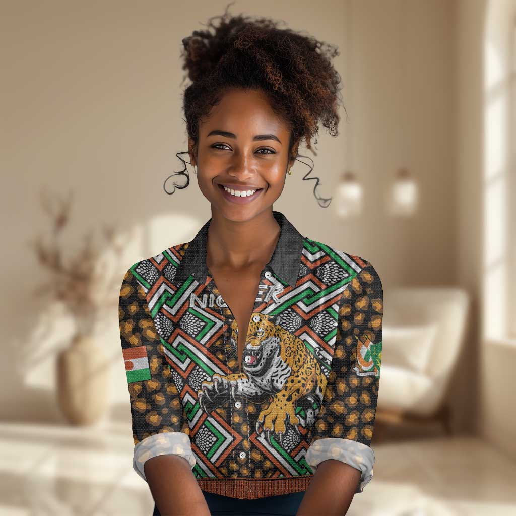 Personalized Afro Niger Women Casual Shirt Leopard Ankara African Pattern