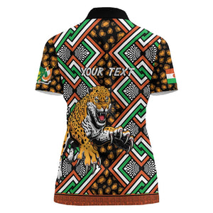 Personalized Afro Niger Women Polo Shirt Leopard Ankara African Pattern