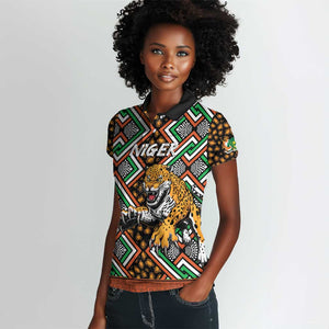 Personalized Afro Niger Women Polo Shirt Leopard Ankara African Pattern