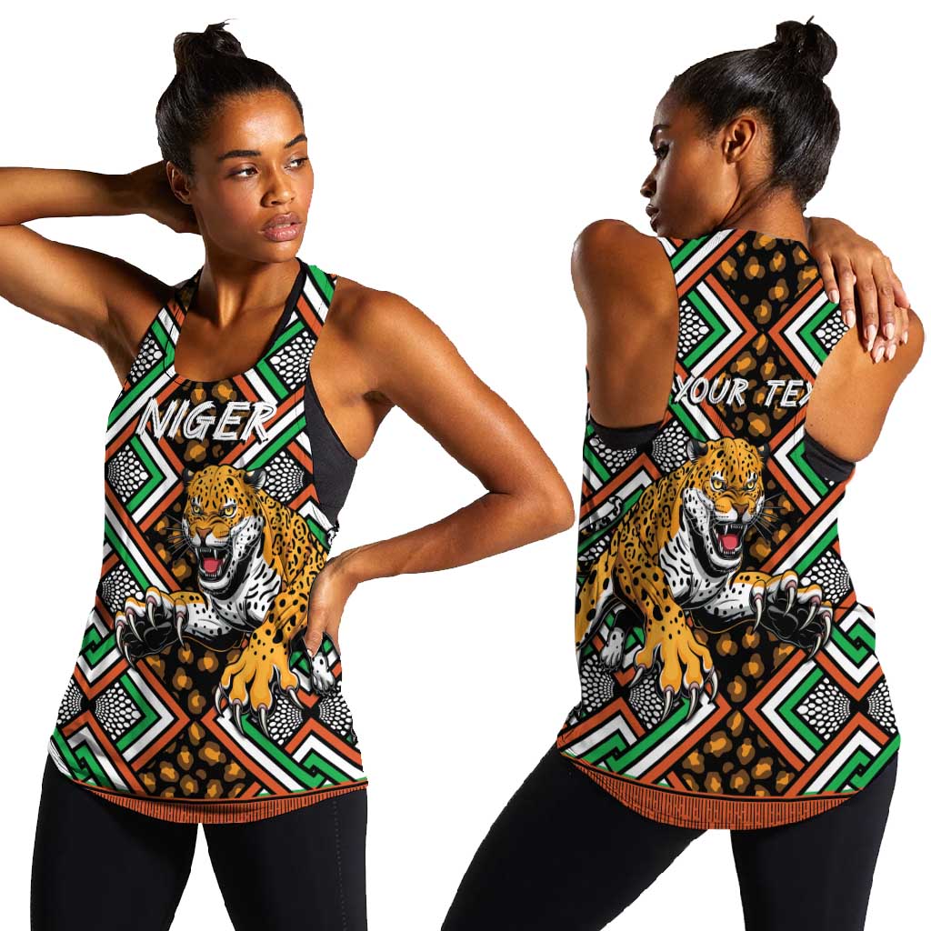 Personalized Afro Niger Women Racerback Tank Leopard Ankara African Pattern