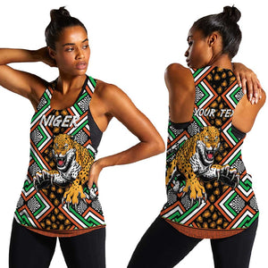 Personalized Afro Niger Women Racerback Tank Leopard Ankara African Pattern