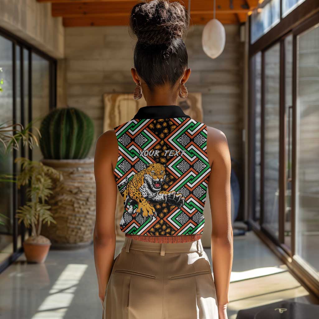 Personalized Afro Niger Women Sleeveless Polo Shirt Leopard Ankara African Pattern