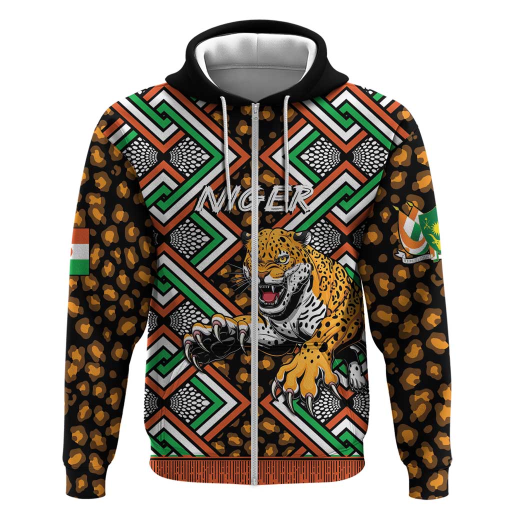 Personalized Afro Niger Zip Hoodie Leopard Ankara African Pattern