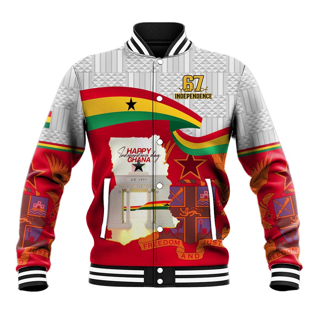 Ghana Independence Day Baseball Jacket Gana Map Happy 67 Years Anniversary LT14