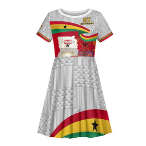 Ghana Independence Day Kid Short Sleeve Dress Gana Map Happy 67 Years Anniversary