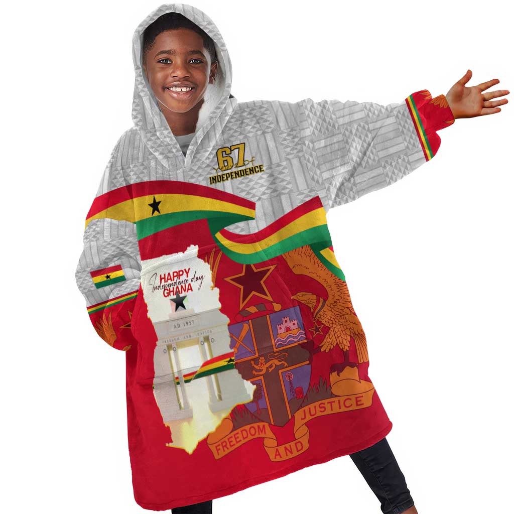 Ghana Independence Day KId Wearable Blanket Hoodie Gana Map Happy 67 Years Anniversary