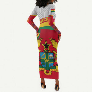 Ghana Independence Day Long Sleeve Bodycon Dress Gana Map Happy 67 Years Anniversary