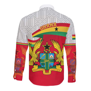 Ghana Independence Day Long Sleeve Button Shirt Gana Map Happy 67 Years Anniversary