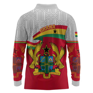 Ghana Independence Day Long Sleeve Polo Shirt Gana Map Happy 67 Years Anniversary