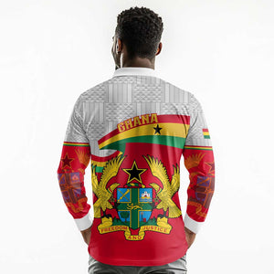 Ghana Independence Day Long Sleeve Polo Shirt Gana Map Happy 67 Years Anniversary