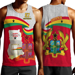 Ghana Independence Day Men Tank Top Gana Map Happy 67 Years Anniversary