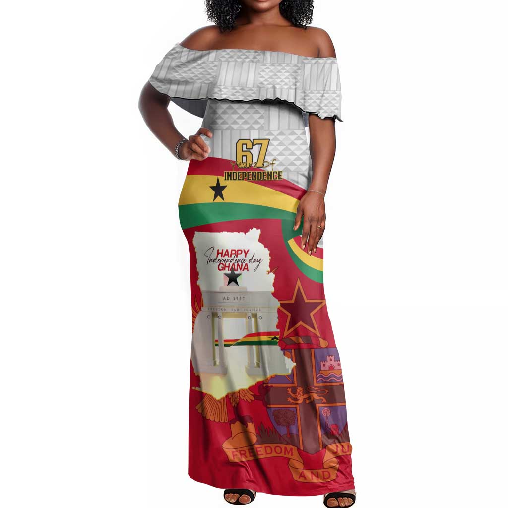 Ghana Independence Day Off Shoulder Maxi Dress Gana Map Happy 67 Years Anniversary