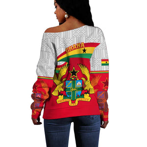 Ghana Independence Day Off Shoulder Sweater Gana Map Happy 67 Years Anniversary