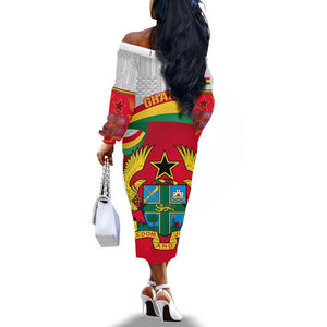 Ghana Independence Day Off The Shoulder Long Sleeve Dress Gana Map Happy 67 Years Anniversary