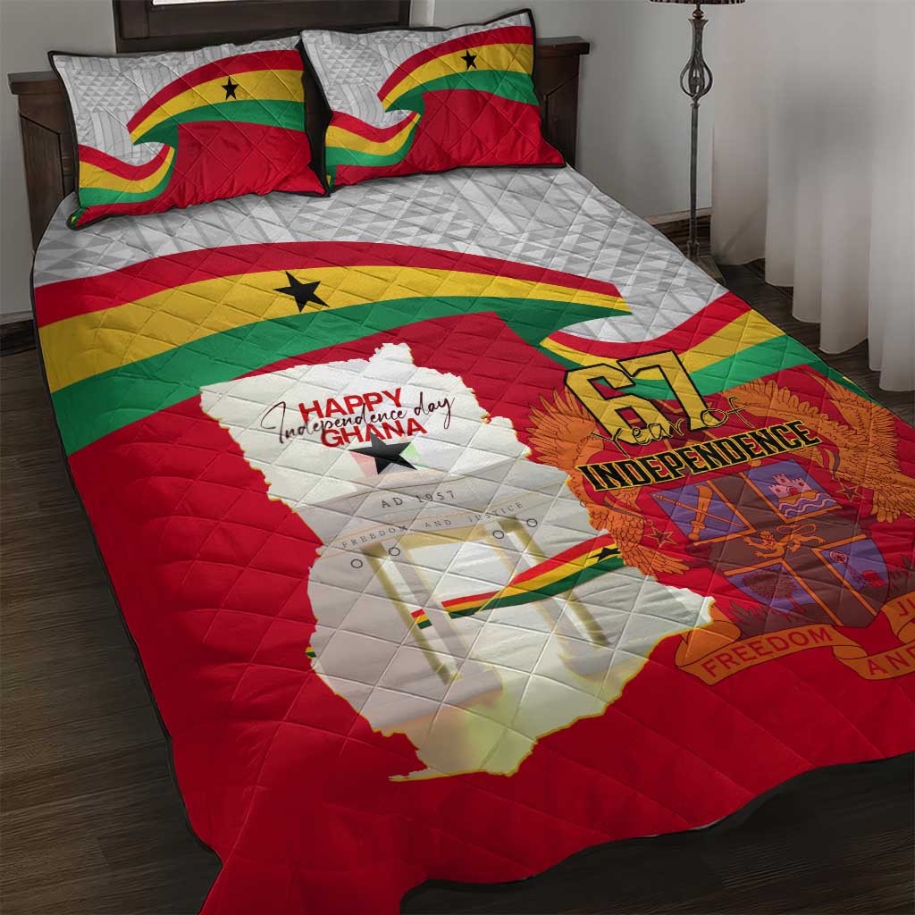 Ghana Independence Day Quilt Bed Set Gana Map Happy 67 Years Anniversary