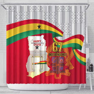 Ghana Independence Day Shower Curtain Gana Map Happy 67 Years Anniversary