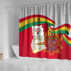 Ghana Independence Day Shower Curtain Gana Map Happy 67 Years Anniversary