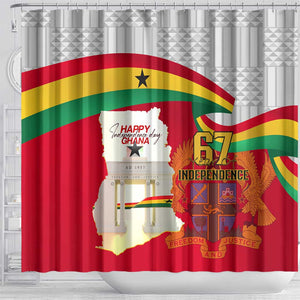 Ghana Independence Day Shower Curtain Gana Map Happy 67 Years Anniversary