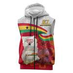 Ghana Independence Day Sleeveless Zip Hoodie Gana Map Happy 67 Years Anniversary - African Pride