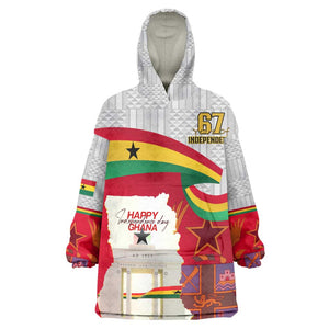 Ghana Independence Day Wearable Blanket Hoodie Gana Map Happy 67 Years Anniversary