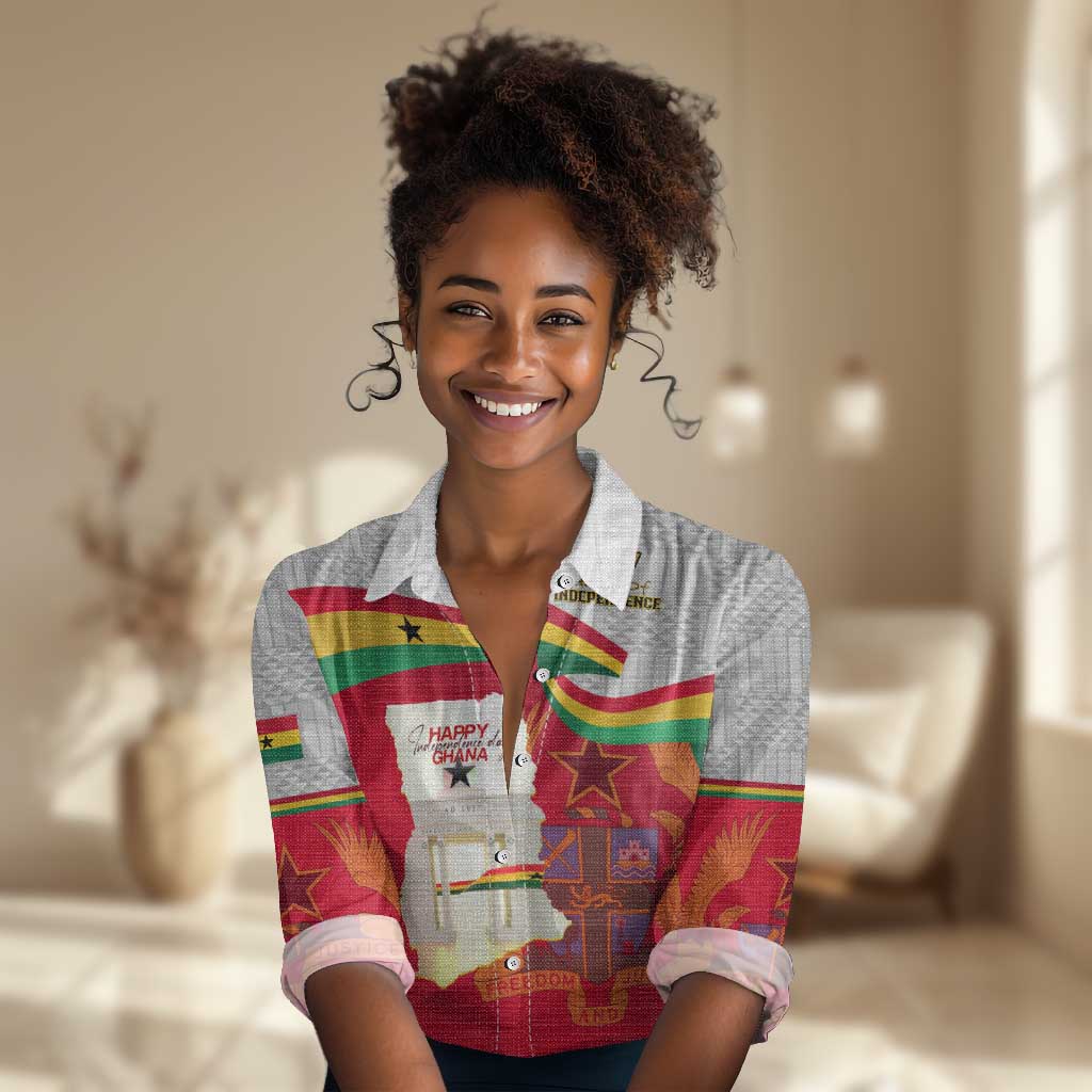 Ghana Independence Day Women Casual Shirt Gana Map Happy 67 Years Anniversary LT14