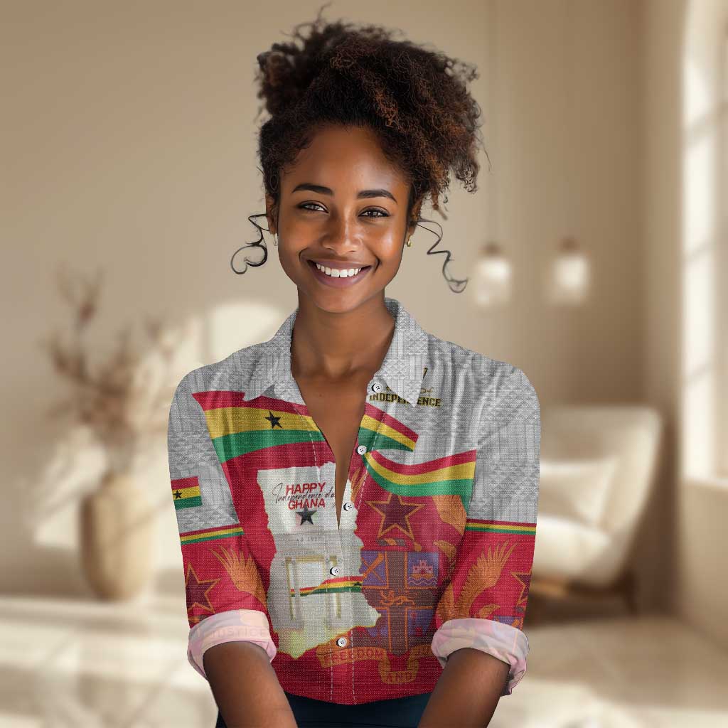 Ghana Independence Day Women Casual Shirt Gana Map Happy 67 Years Anniversary