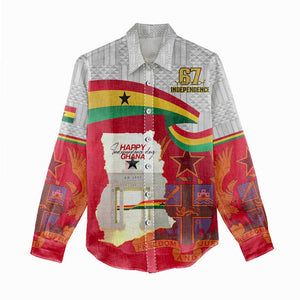 Ghana Independence Day Women Casual Shirt Gana Map Happy 67 Years Anniversary