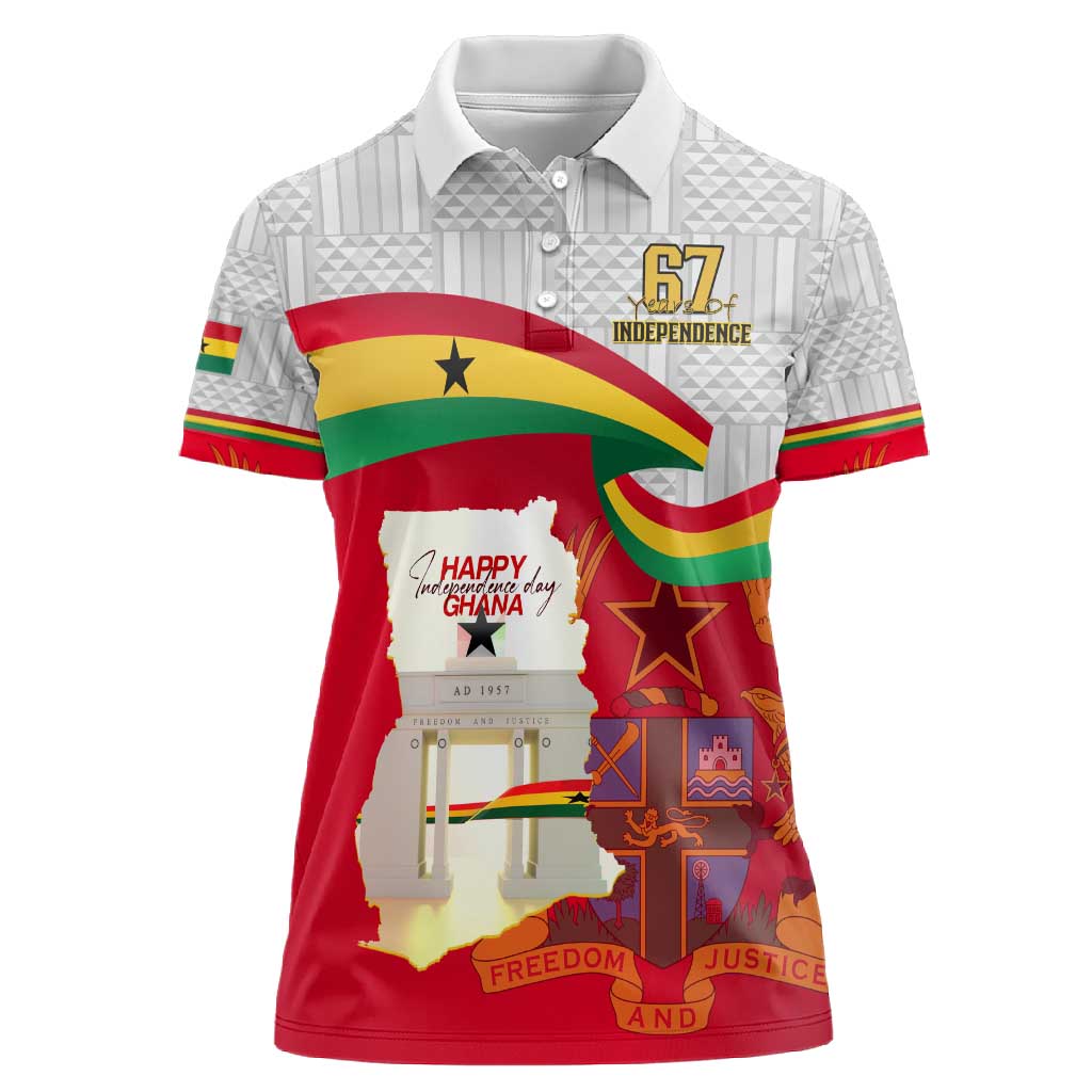 Ghana Independence Day Women Polo Shirt Gana Map Happy 67 Years Anniversary