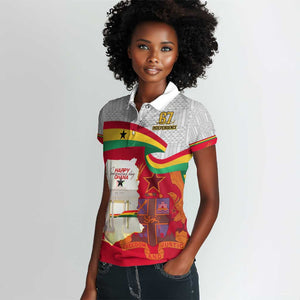 Ghana Independence Day Women Polo Shirt Gana Map Happy 67 Years Anniversary