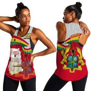 Ghana Independence Day Women Racerback Tank Gana Map Happy 67 Years Anniversary