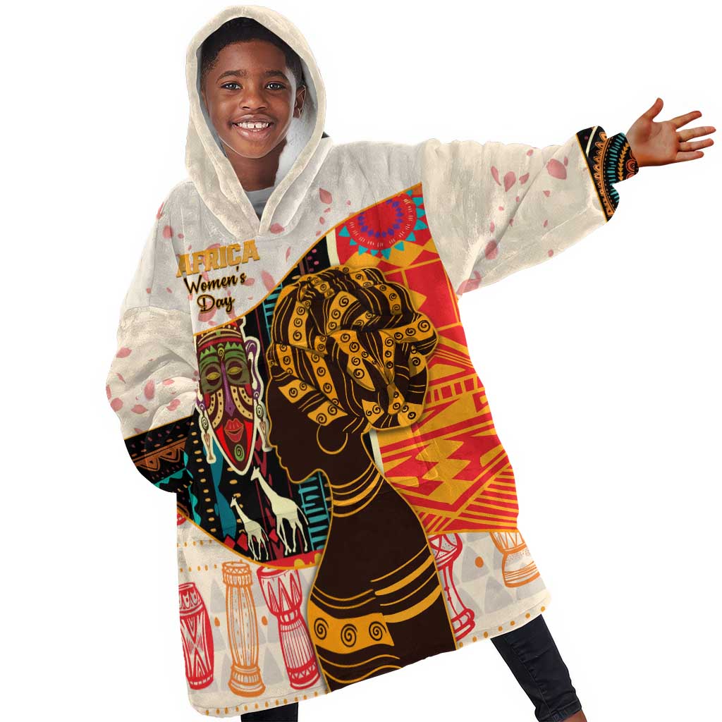 Africa International Women Day KId Wearable Blanket Hoodie African Pattern