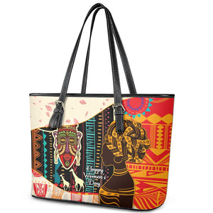 Africa International Women Day Leather Tote Bag African Pattern