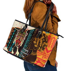 Africa International Women Day Leather Tote Bag African Pattern