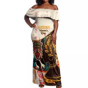 Africa International Women Day Off Shoulder Maxi Dress African Pattern