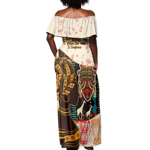 Africa International Women Day Off Shoulder Maxi Dress African Pattern