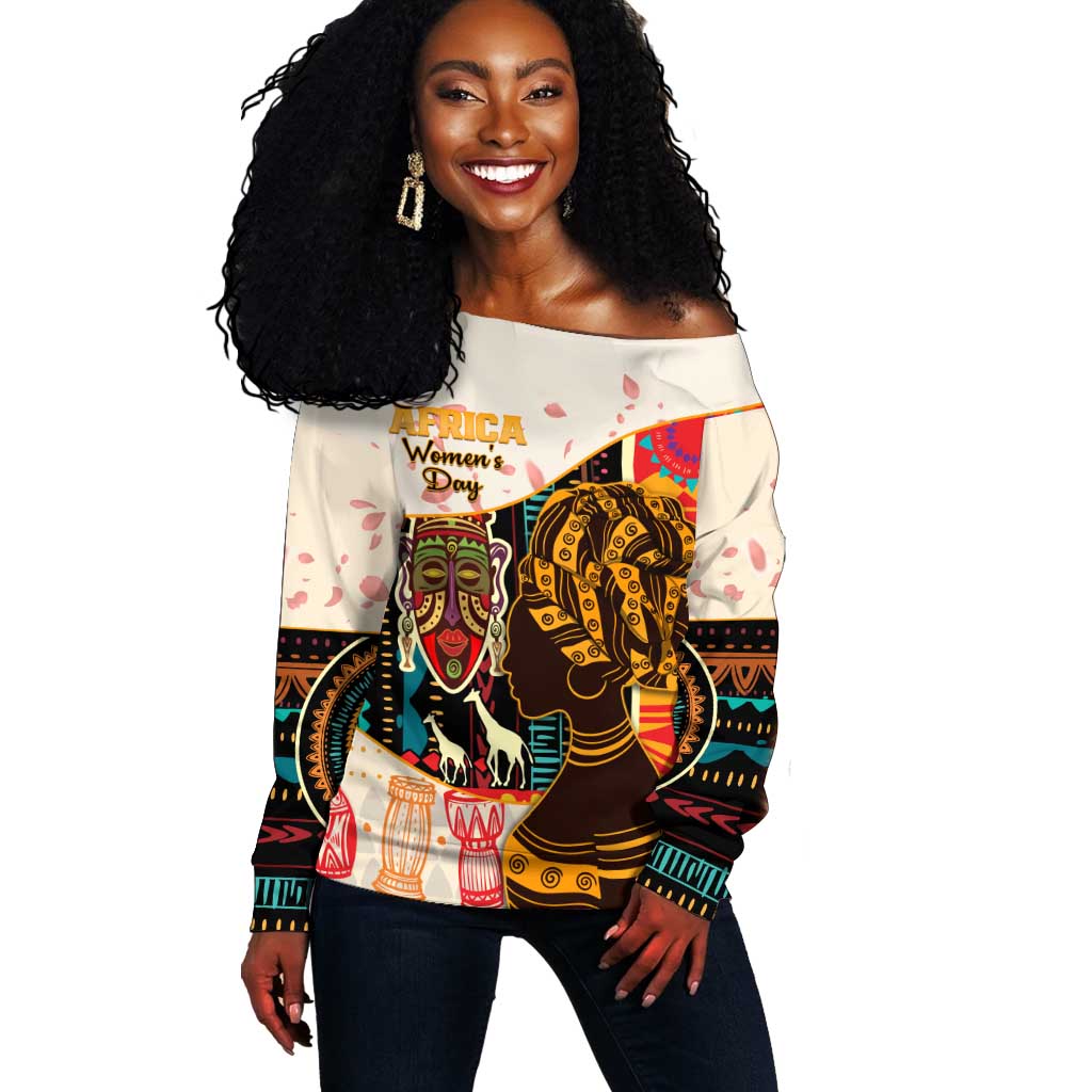 Africa International Women Day Off Shoulder Sweater African Pattern