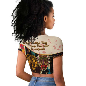 Africa International Women Day Raglan Cropped T shirt African Pattern