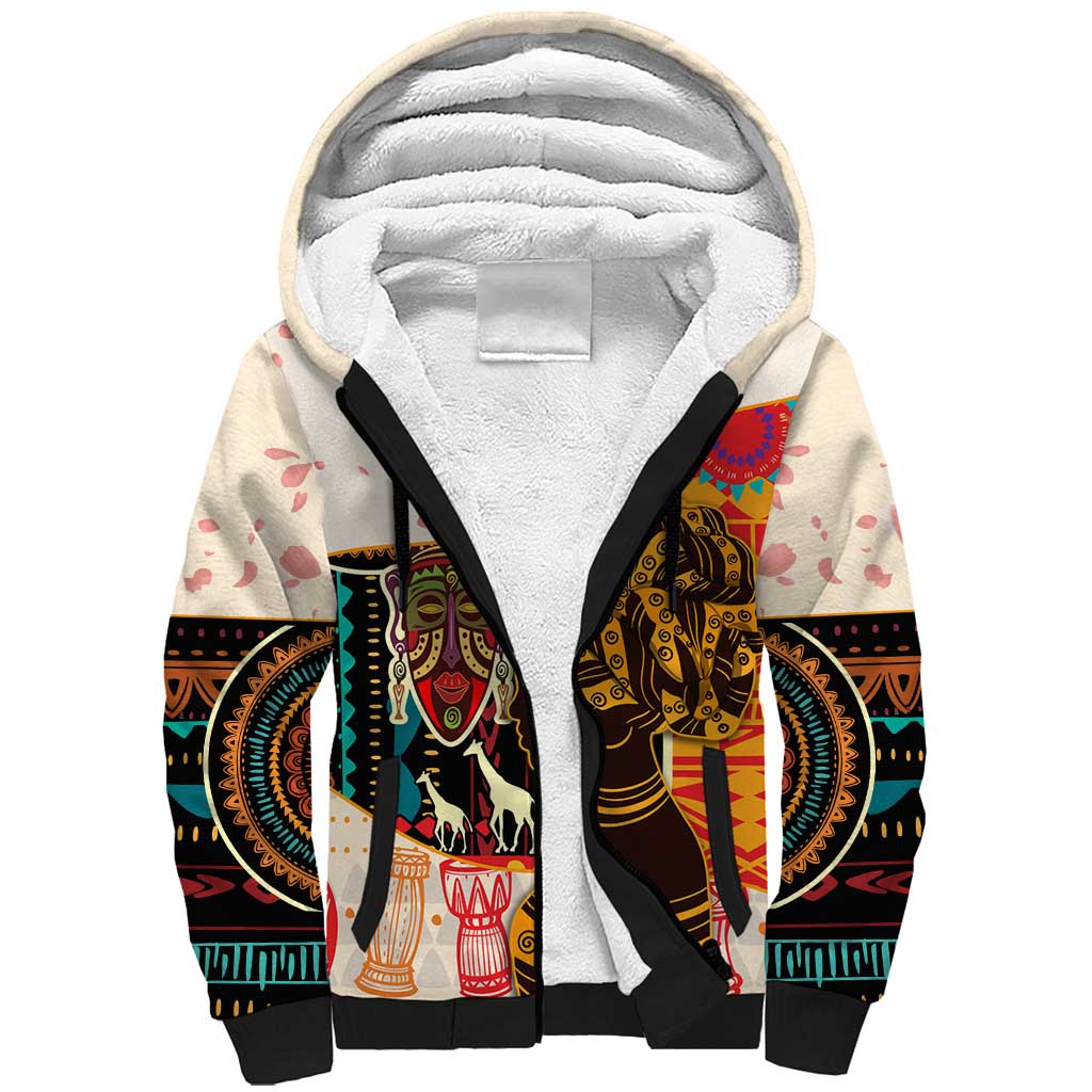 Africa International Women Day Sherpa Hoodie African Pattern