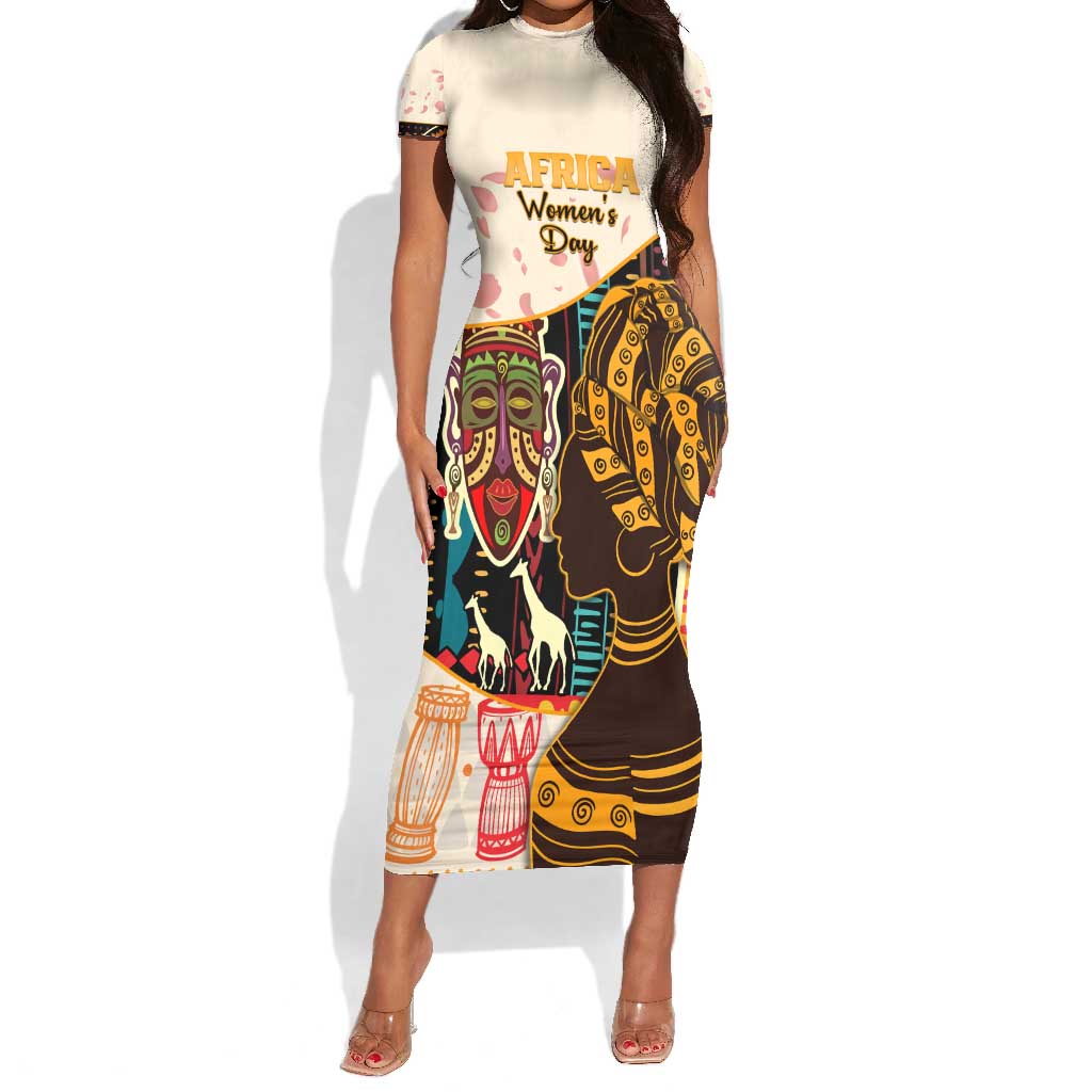 Africa International Women Day Short Sleeve Bodycon Dress African Pattern