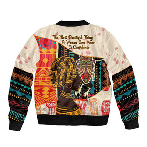 Africa International Women Day Sleeve Zip Bomber Jacket African Pattern