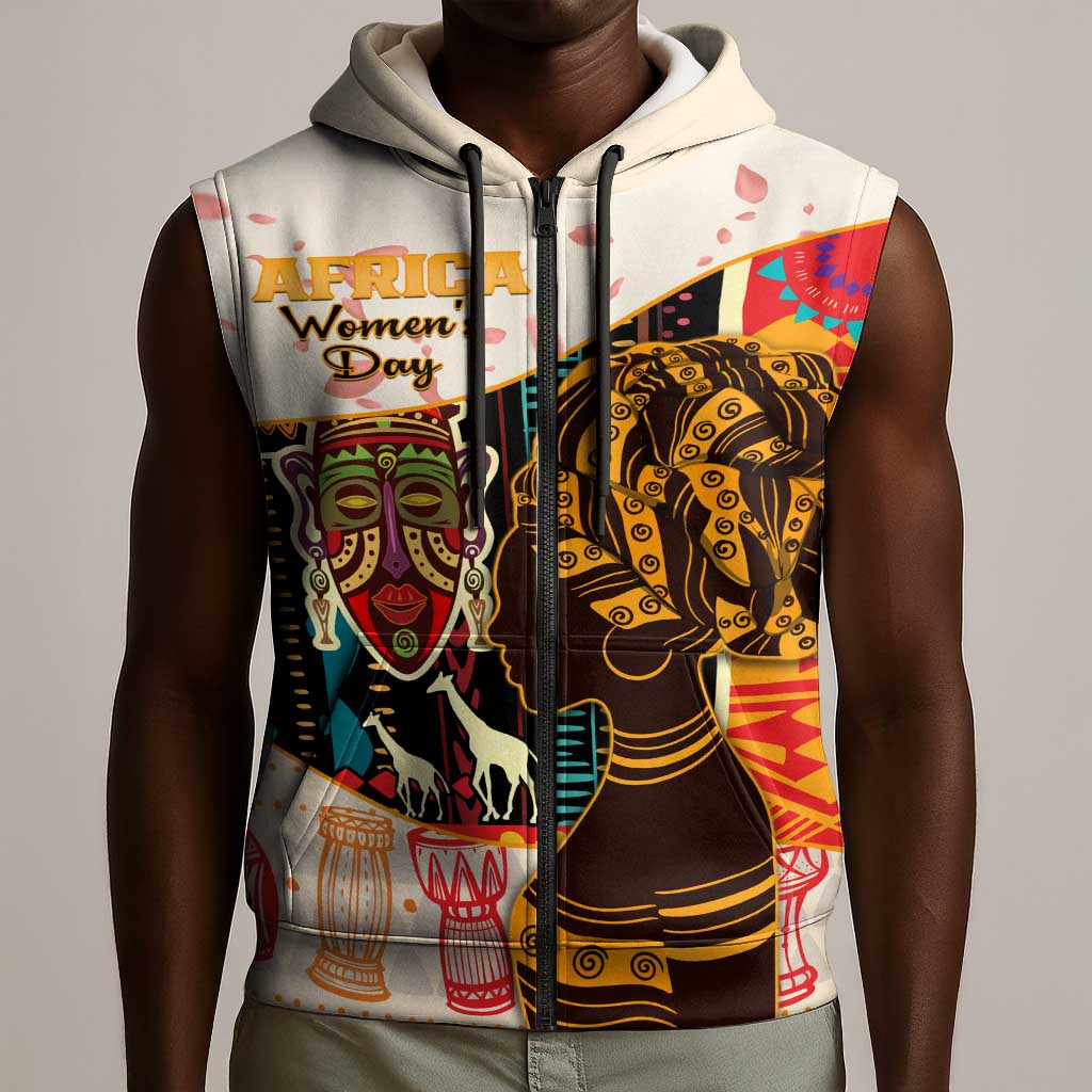 Africa International Women Day Sleeveless Zip Hoodie African Pattern - African Pride