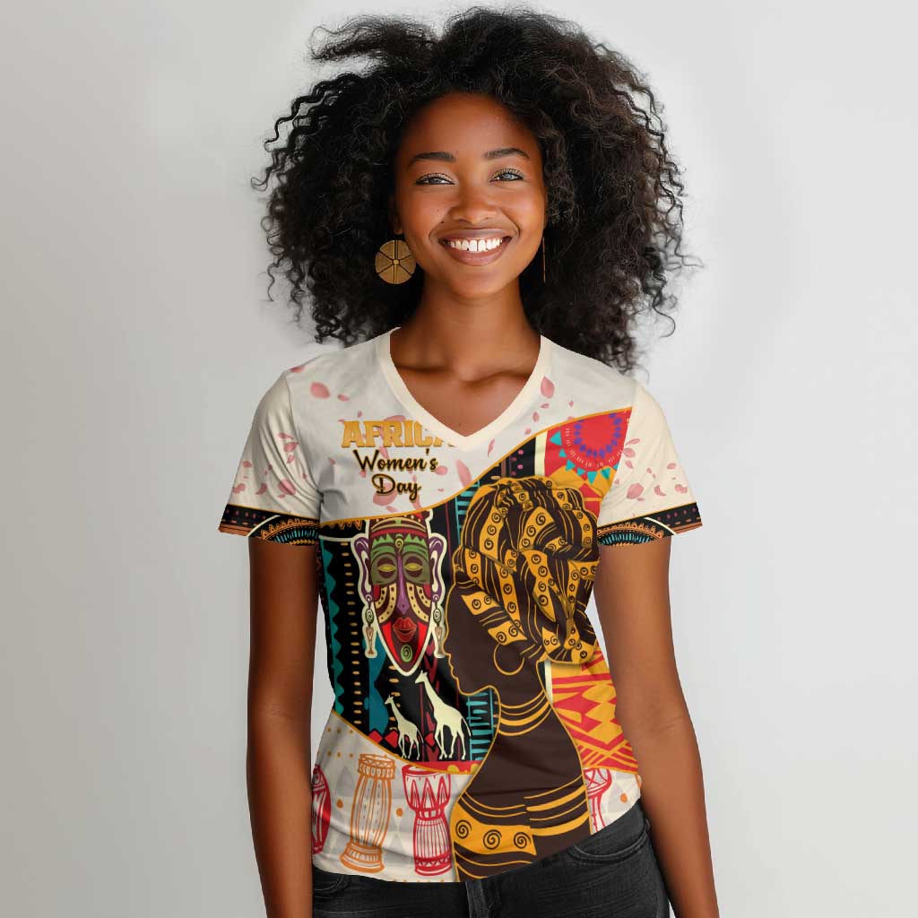 Africa International Women Day Women V-Neck T-Shirt African Pattern