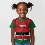Custom Kenya Football Kid T shirt Go Harambee Stars African Pattern