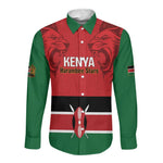 Custom Kenya Football Long Sleeve Button Shirt Go Harambee Stars African Pattern