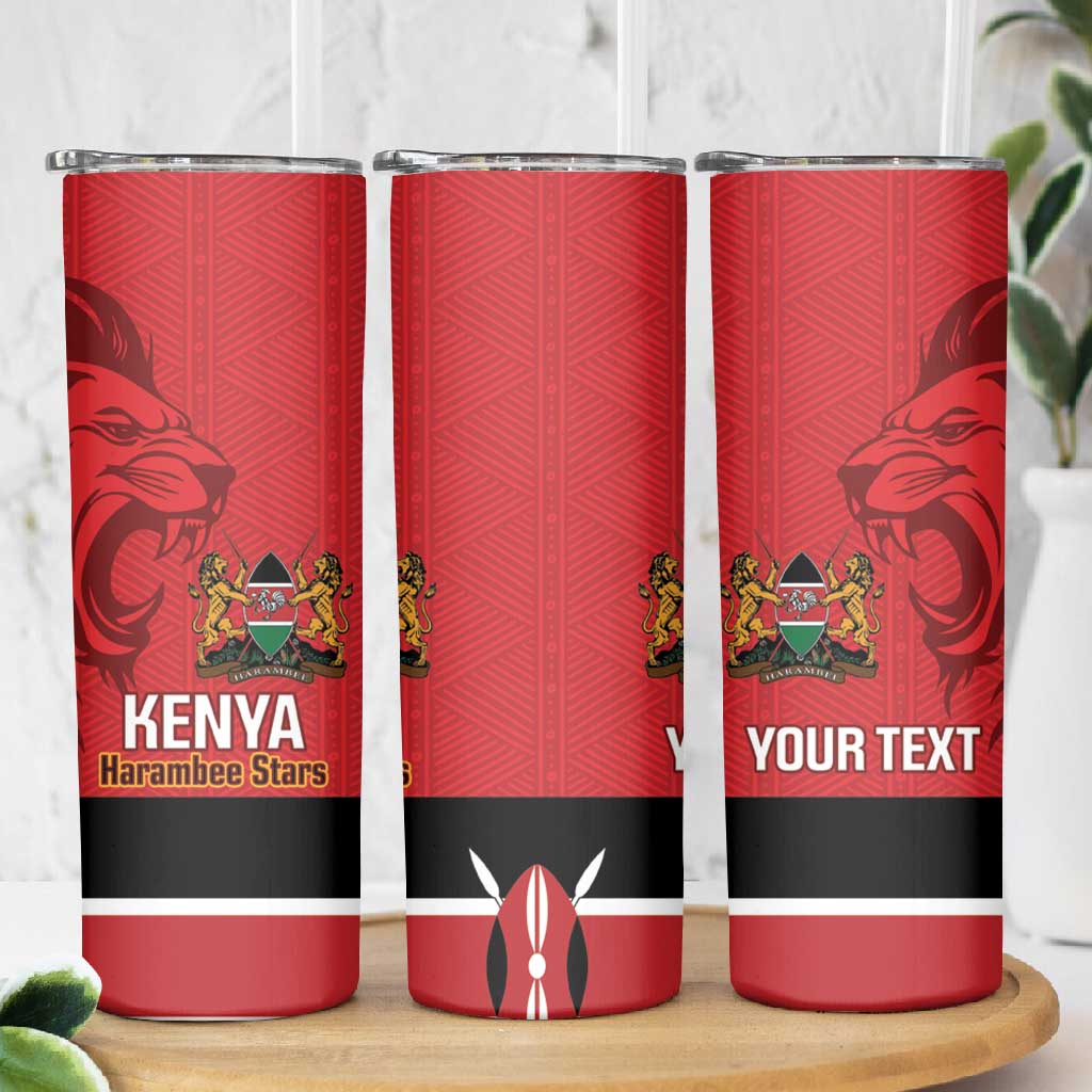 Custom Kenya Football Skinny Tumbler Go Harambee Stars African Pattern