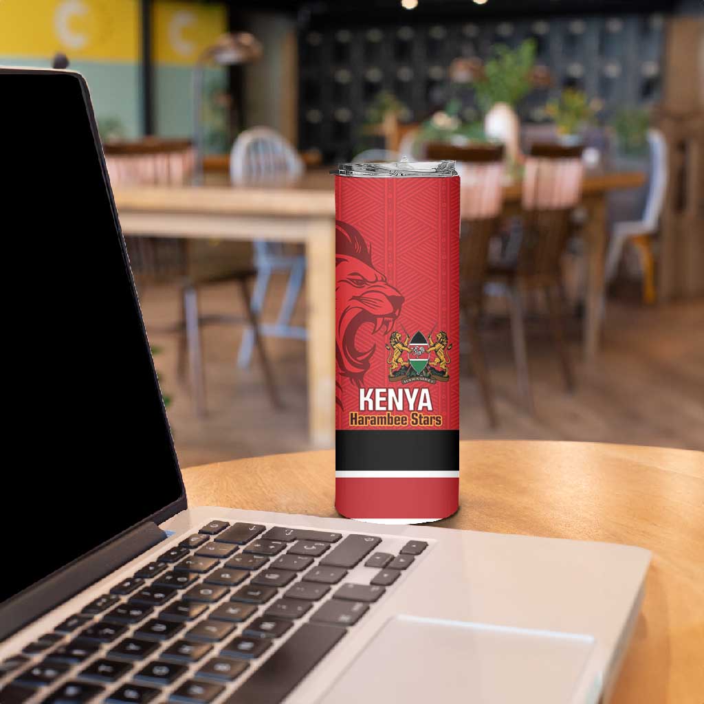 Custom Kenya Football Skinny Tumbler Go Harambee Stars African Pattern